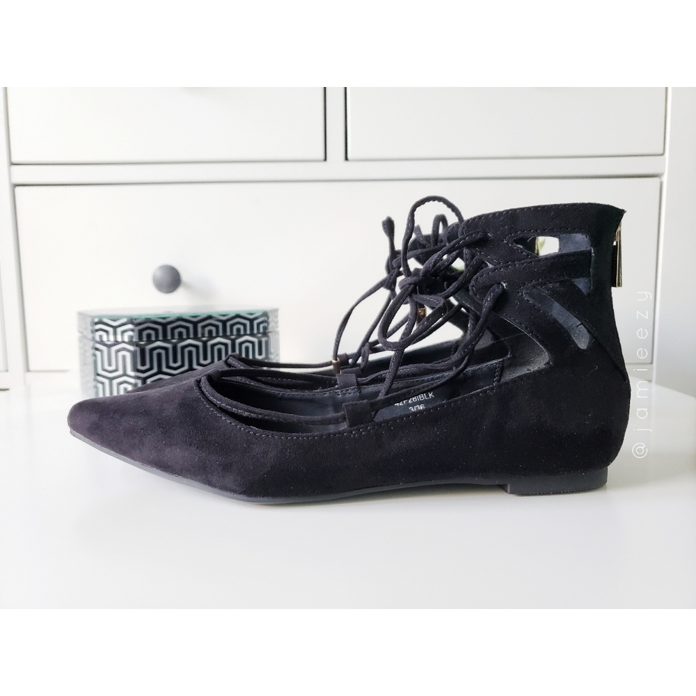 Topshop | "Flight" Ghillie Tie Pointed Toe Flats - Picture 4 of 10